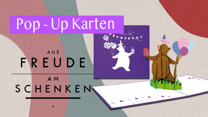 Pop Up Karte "Happy Bear" 3D Geburtstagskarte, Glückwunschkarte mit Umschlag