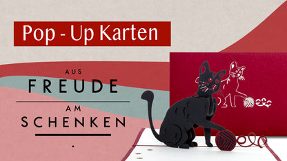 Pop Up Karte "Spielende Katze" - Katzenkarte, 3D Geburtstagskarte