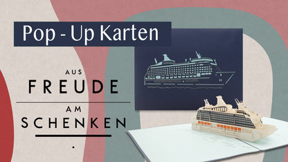 Pop Up Karte "Kreuzfahrtschiff" 3D Geburtstagskarte & Einladung & Gutschein Kreuzfahrt