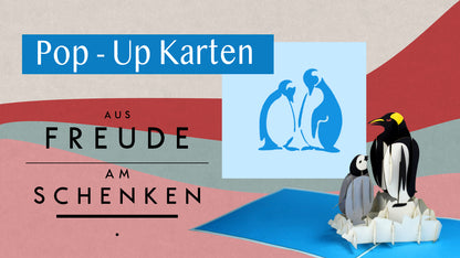 Pop Up Karte "Pinguine" 3D Geburtstagskarte Pinguin, Gutschein & Einladung Zoo