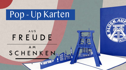 Pop Up Karte „Schalke – Glück Auf“ 3D Geburtstagskarte, Einladung & Fanartikel