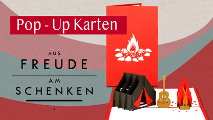 Pop Up Karte "Zelten & Lagerfeuer" Geburtstagskarte Pfadfinder Camping