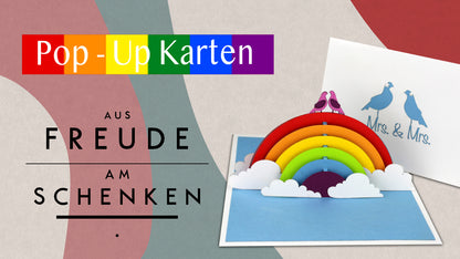 Pop Up Karte “Mrs. & Mrs.“ 3D Hochzeitskarte, Einladung lesbische Hochzeit