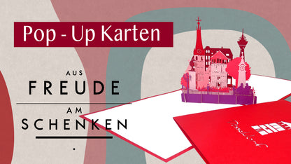 Pop Up Karte "Düsseldorf Altstadt mit Schlossturm" - Reise Gutschein, Souvenir, Einladung