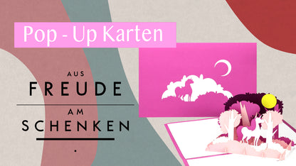 Pop Up Karte "Einhorn Unicorn" 3D Geburtstagskarte, Einladung Kindergeburtstag Pink