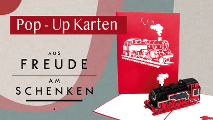 Pop Up Karte "Lokomotive" 3D Geburtstagskarte Eisenbahn Einladung & Geschenk