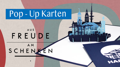 Pop Up Karte „Hamburg - Hafen Panorma" 3D Geburtstagskarte, Souvenir & Gutschein