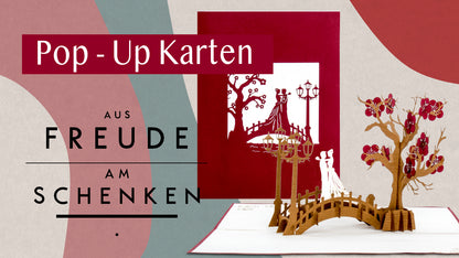 3D Hochzeitskarte "Bridge of Love" große Pop Up Karte mit Umschlag zur Hochzeit