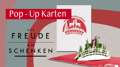 Pop Up Karte "Deer in Love" Romantische 3D Weihnachtskarte