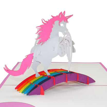 Pop Up Karte "Einhorn" 3D Geburtstagskarte, Einladung Kindergeburtstag Pink