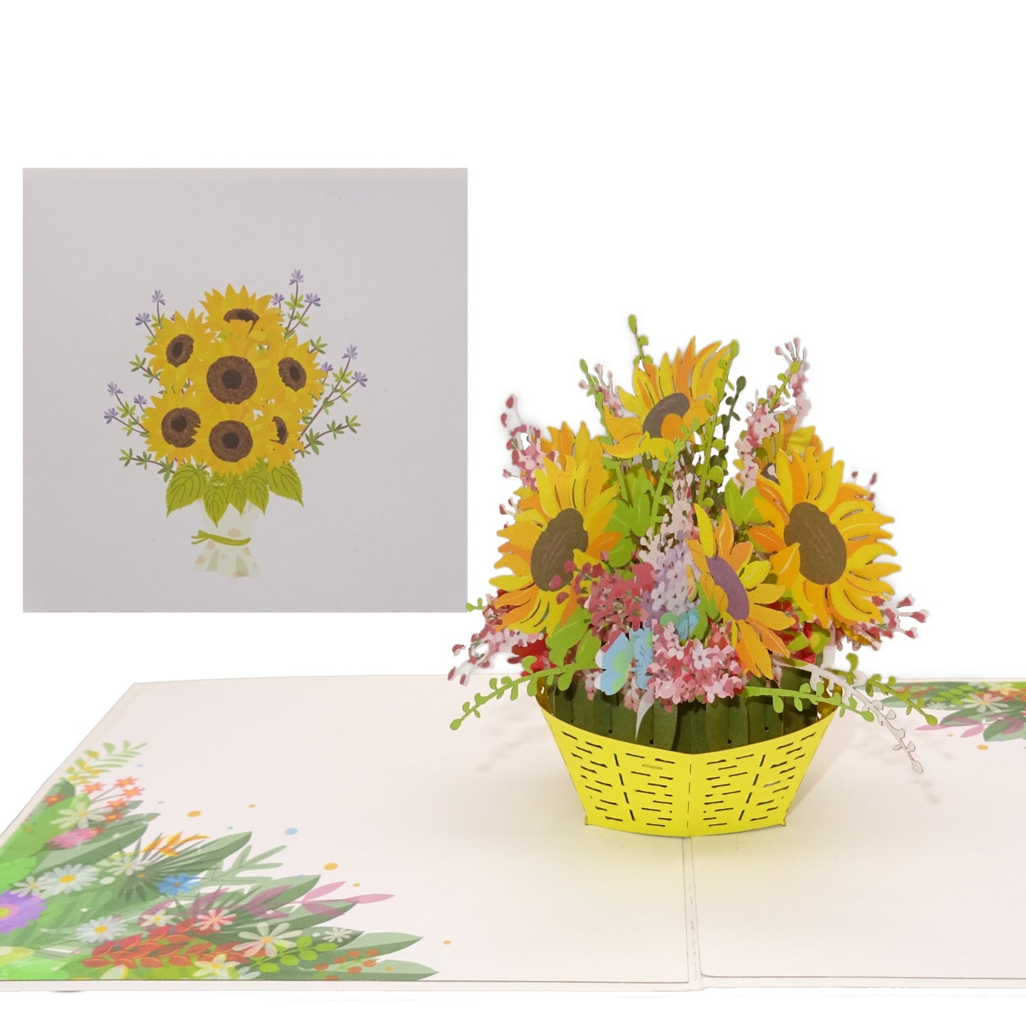 Pop Up Karte "Sonnenblumen" 3D  Geburtstagskarte, Glückwunschkarte, Einladungskarte