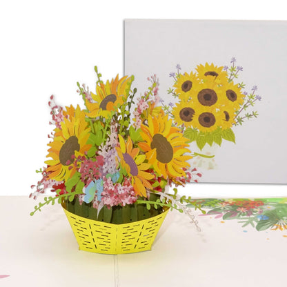 Pop Up Karte "Sonnenblumen" 3D  Geburtstagskarte, Glückwunschkarte, Einladungskarte