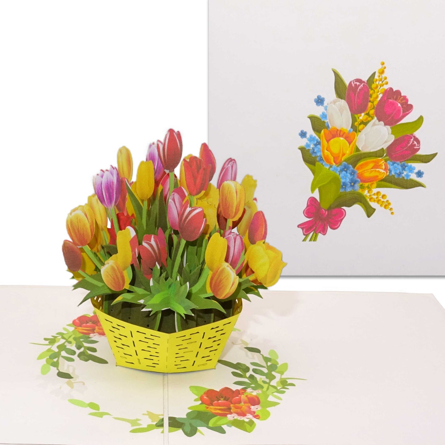 Pop Up Karte  "Bunte Tulpen" Blumenkarte als Geburtstagskarte & Einladungskarte