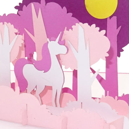 Pop Up Karte "Einhorn Unicorn" 3D Geburtstagskarte, Einladung Kindergeburtstag Pink