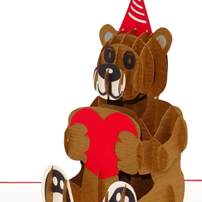 Pop Up Karte "Teddy mit Herz" 3D Valentinskarte & Liebesgruß zum Hochzeitstag