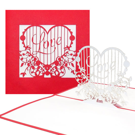 Pop Up Karte "Love Heart" - Valentinskarte, Liebesgruß, Jahrestag