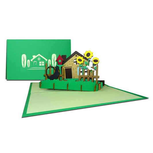 Pop-Up Karte "Haus & Garten"  3D Grußkarte, Glückwunschkarte & Einladung Nachbarn