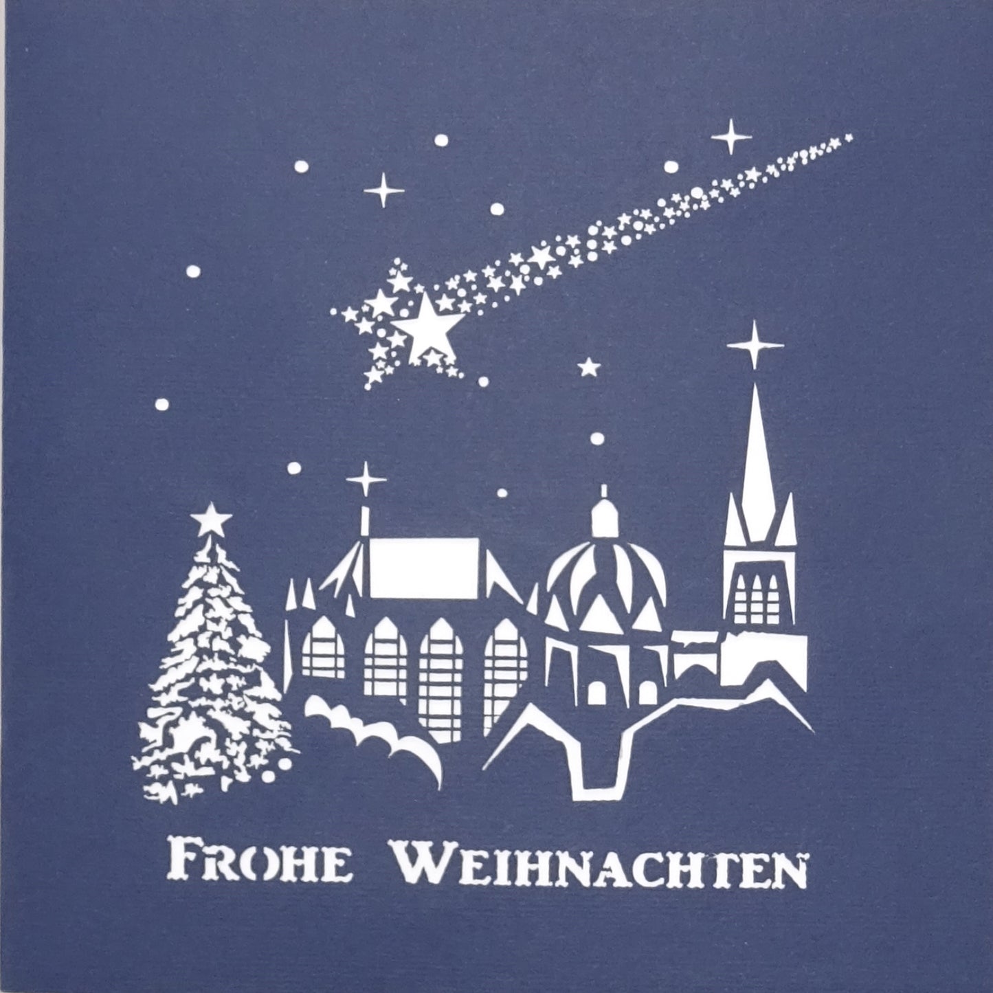 Pop Up Karte "Aachen - Weihnachtsbaum" - Weihnachtskarte mit Text "Frohe Weihnachten"