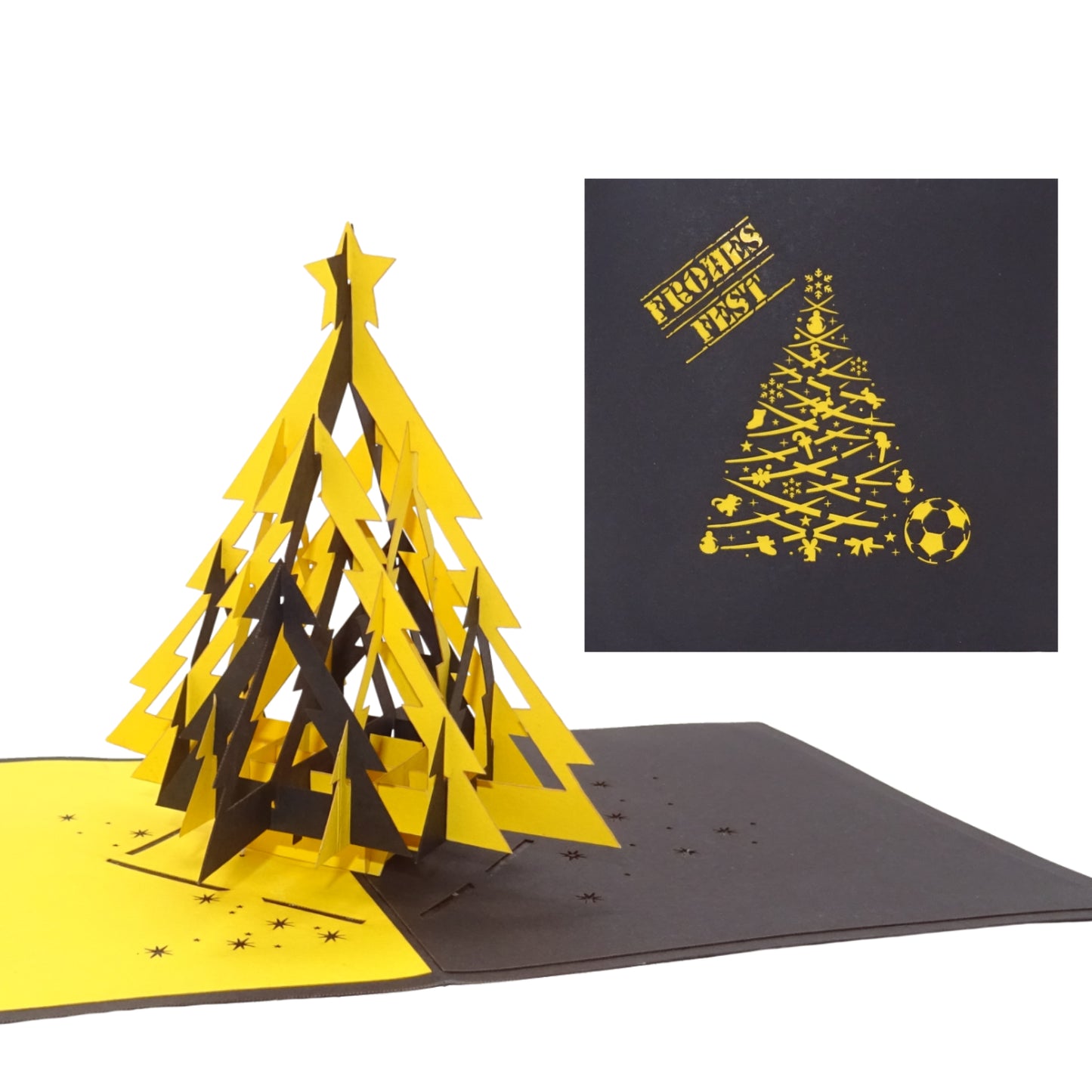 Pop Up Weihnachtskarten im 3er Set: "Dortmund Weihnachten in Schwarz & Gelb"