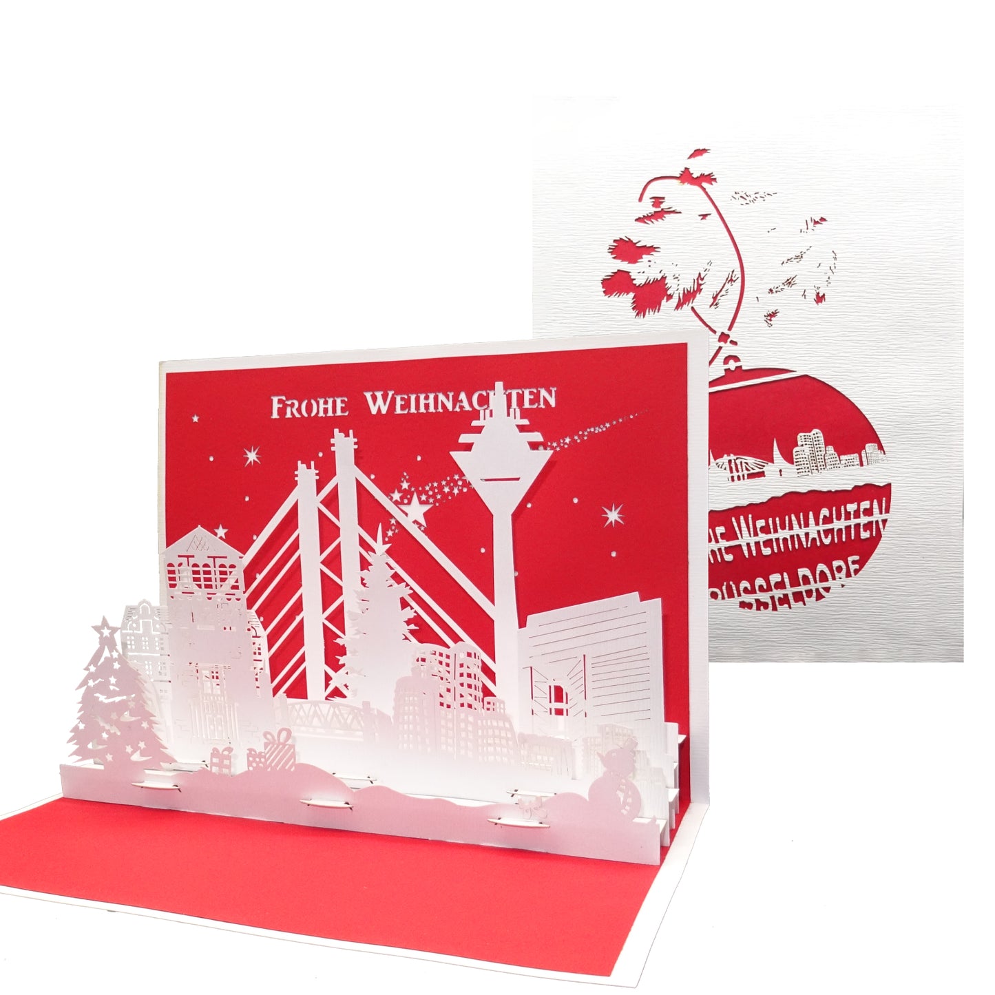 Pop Up Karte "Düsseldorf Weihnachten - Skyline" Weihnachtskarte mit Umschlag