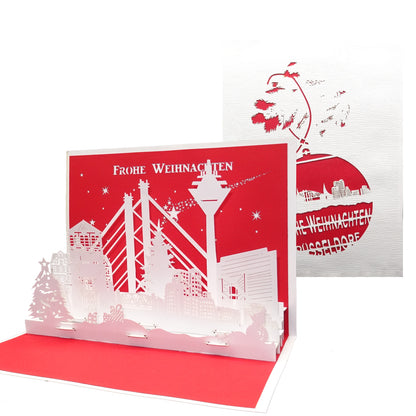 Pop Up Karte "Düsseldorf Weihnachten - Skyline" Weihnachtskarte mit Umschlag