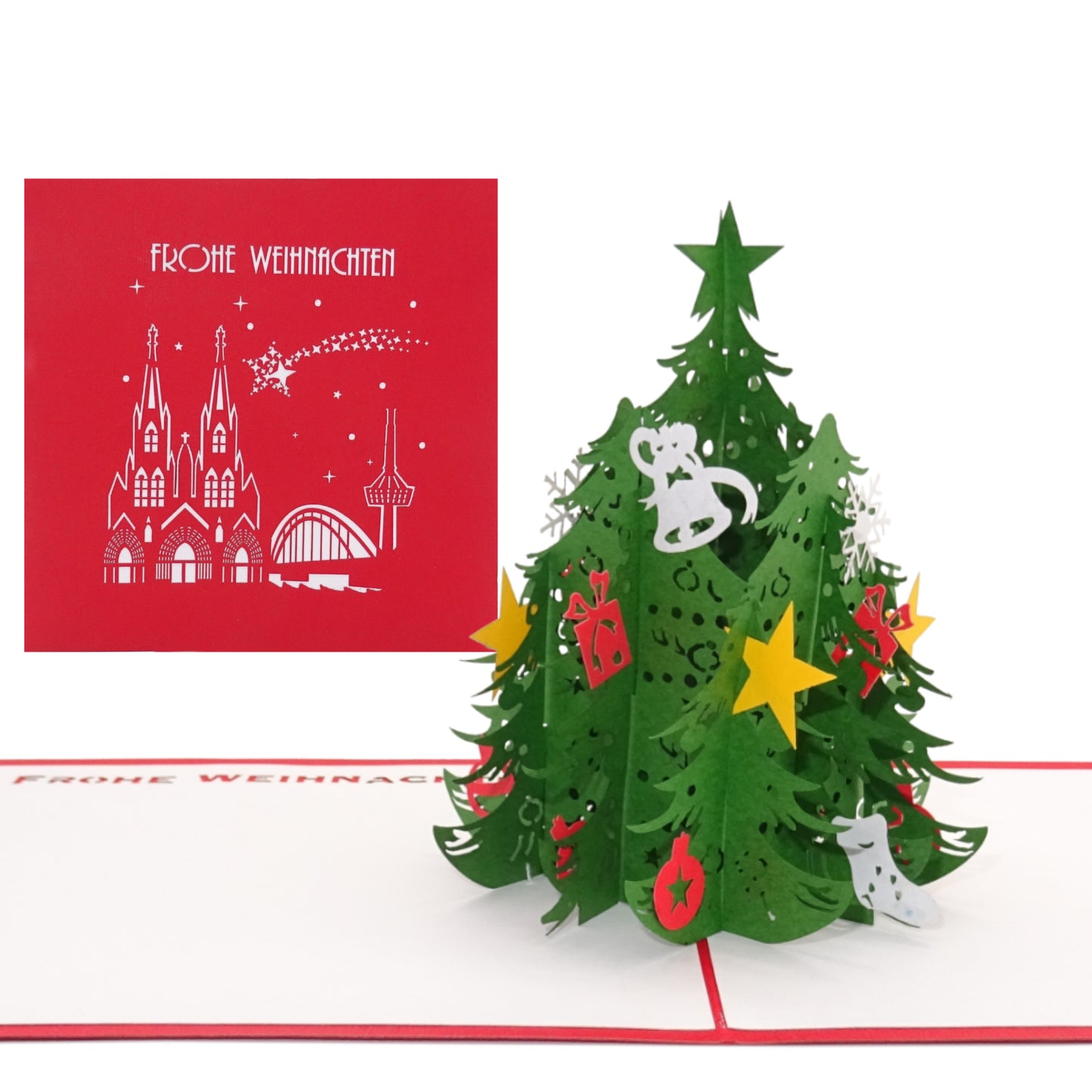 Pop Up Karte "Köln Skyline & Tannenbaum" kölsche Weihnachstkarte mit Umschlag