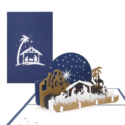 Pop Up Karte "Heilige Familie - Weihnachten" Christliche Weihnachtskarte mit Umschlag