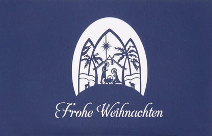 Pop Up Karte "Krippe - Frohe Weihnachten" edle 3D Weihnachtskarte mit Umschlag