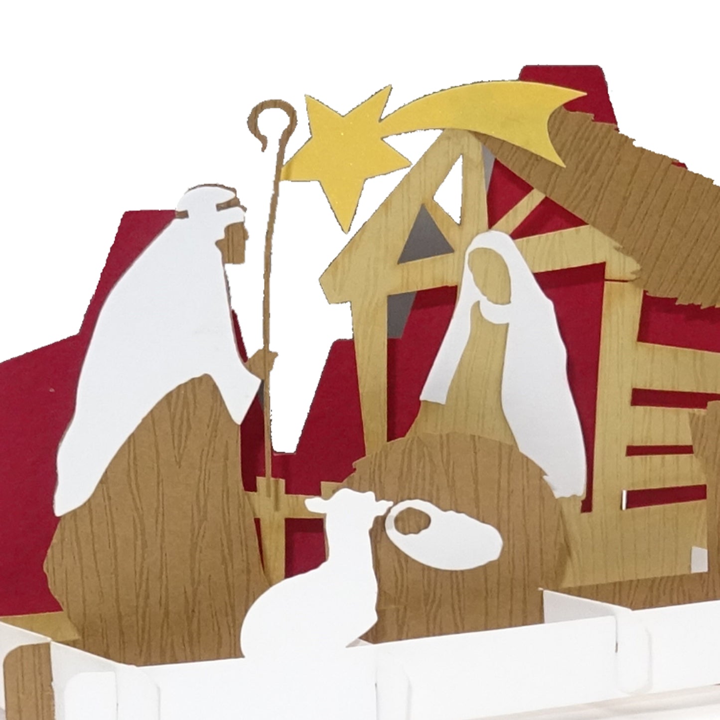Pop Up Karte "Krippe mit Stern" - moderne Weihnachtskarte mit Umschlag