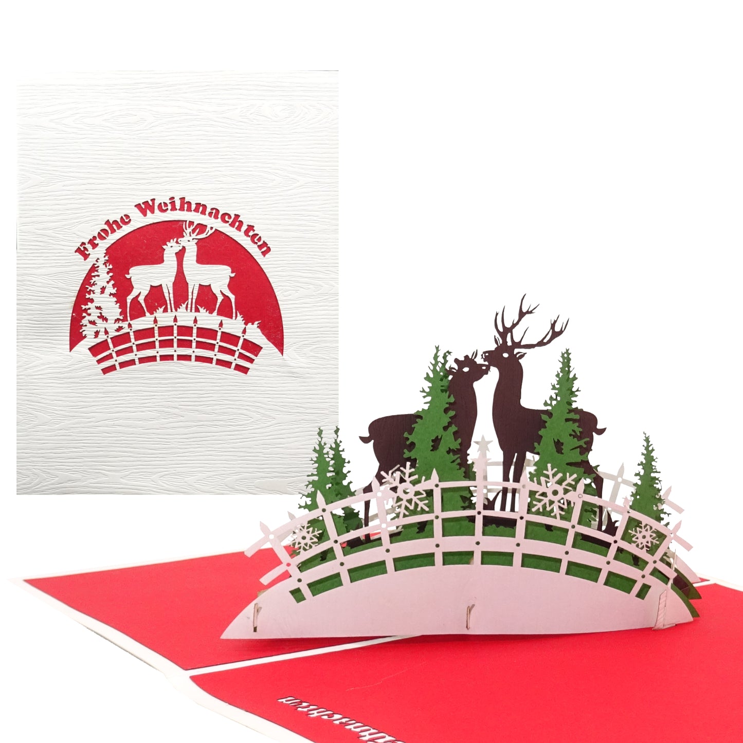 Pop Up Karte "Deer in Love" Romantische 3D Weihnachtskarte