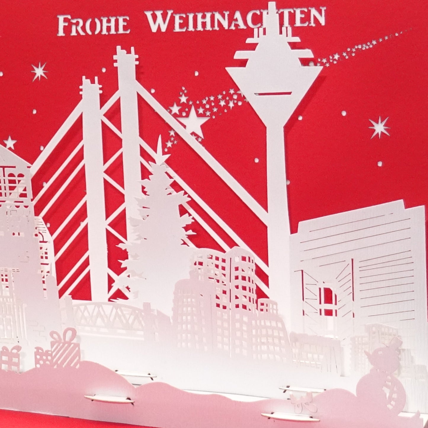 Pop Up Karte "Düsseldorf Weihnachten - Skyline" Weihnachtskarte mit Umschlag