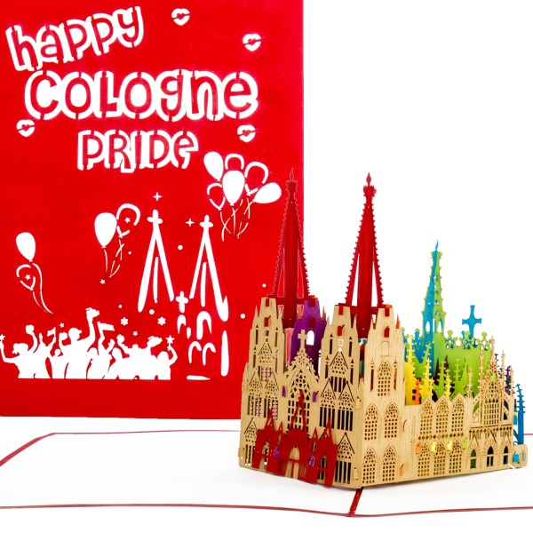 3D Karte &quot;Kölner Dom - Happy Cologne Pride&quot; - Grußkarte mit Umschlag