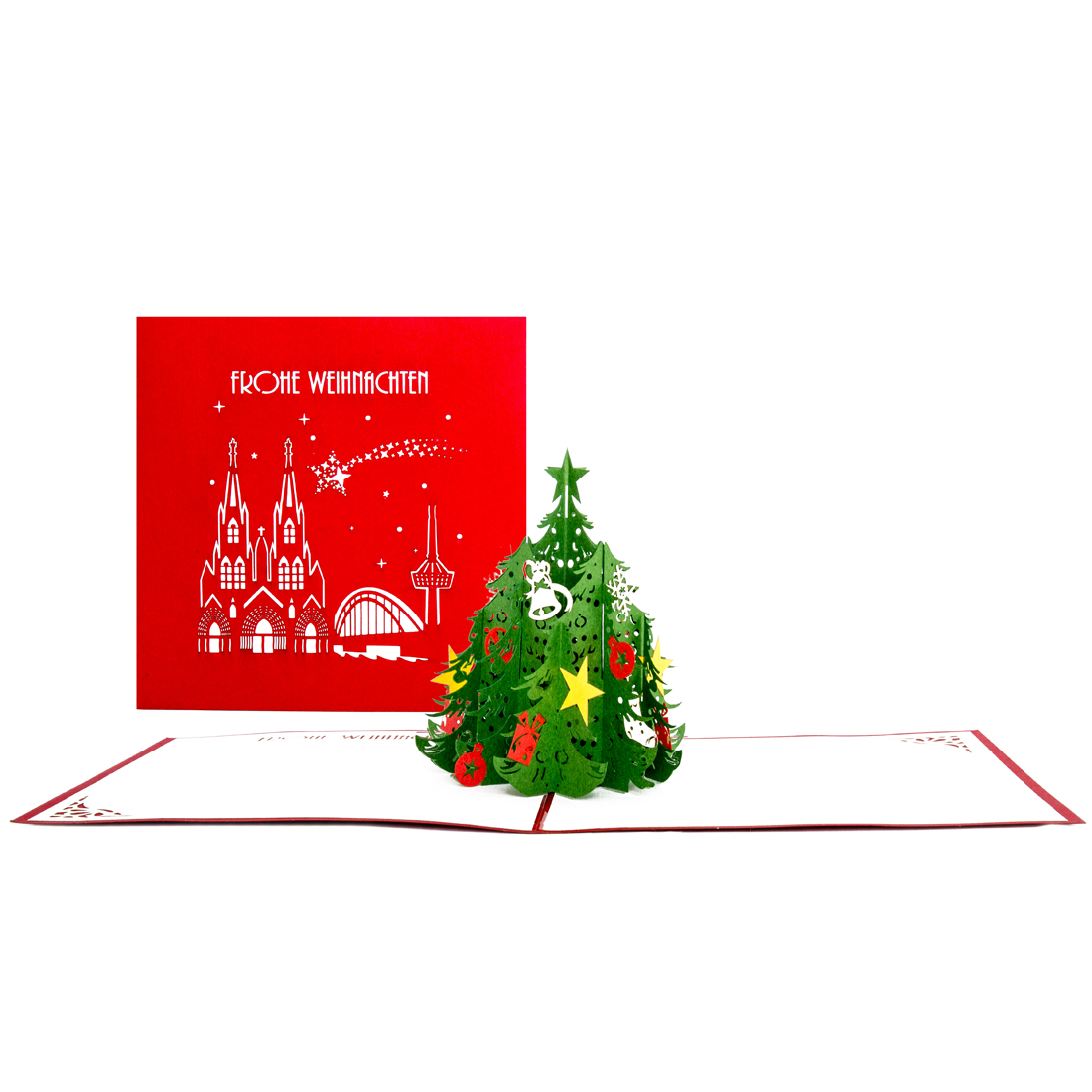 3D Karte &quot;Köln Skyline &amp; Tannenbaum&quot; - kölsche Weihnachstkarte mit Umschlag