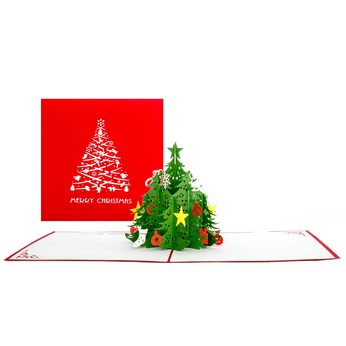 Pop Up Karte &quot;Weihnachtsbaum&quot; - englische Weihnachtskarte mit Umschlag