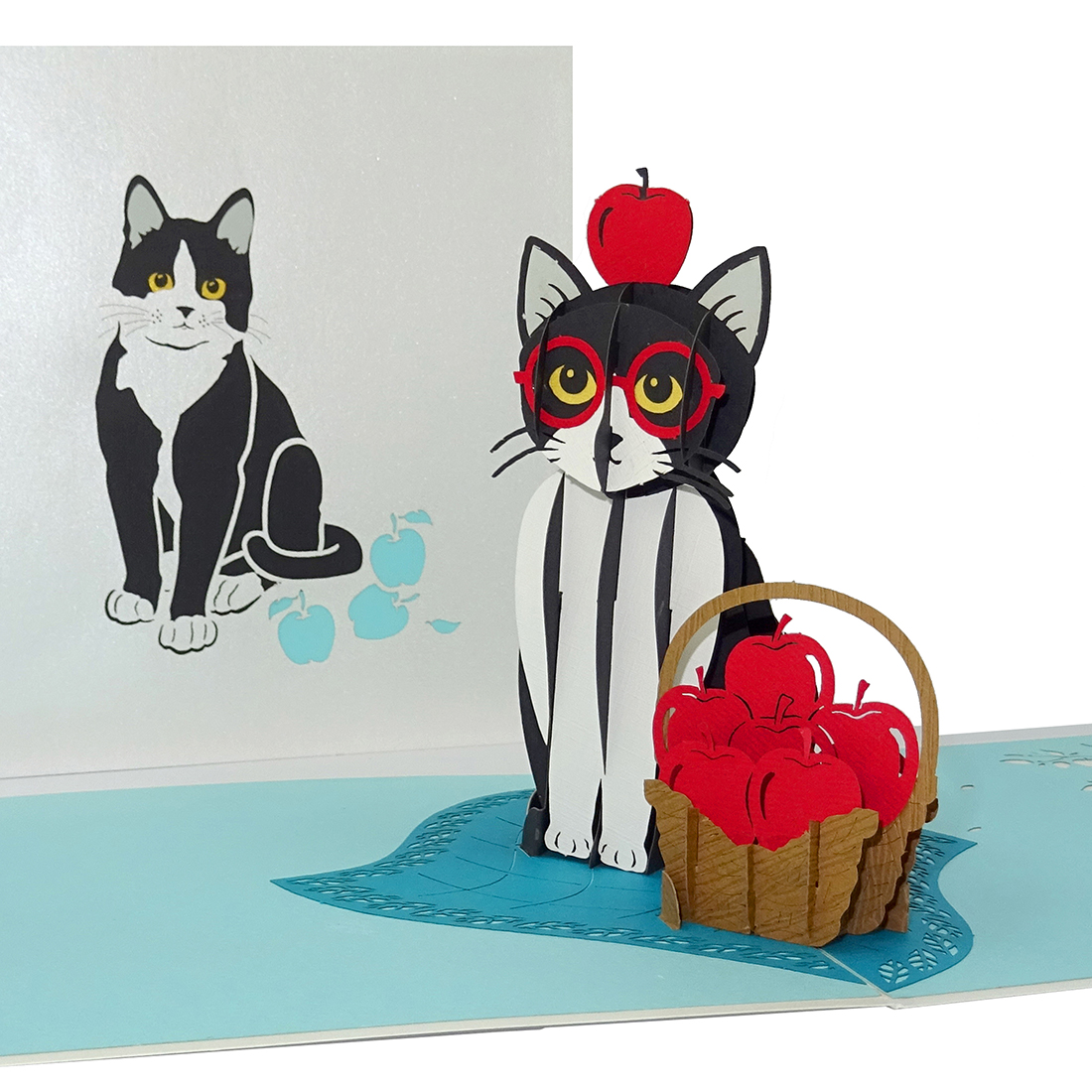 Pop Up Karte &quot;Katze - Tuxedo Cat&quot; - lustige 3D Geburtstagskarte